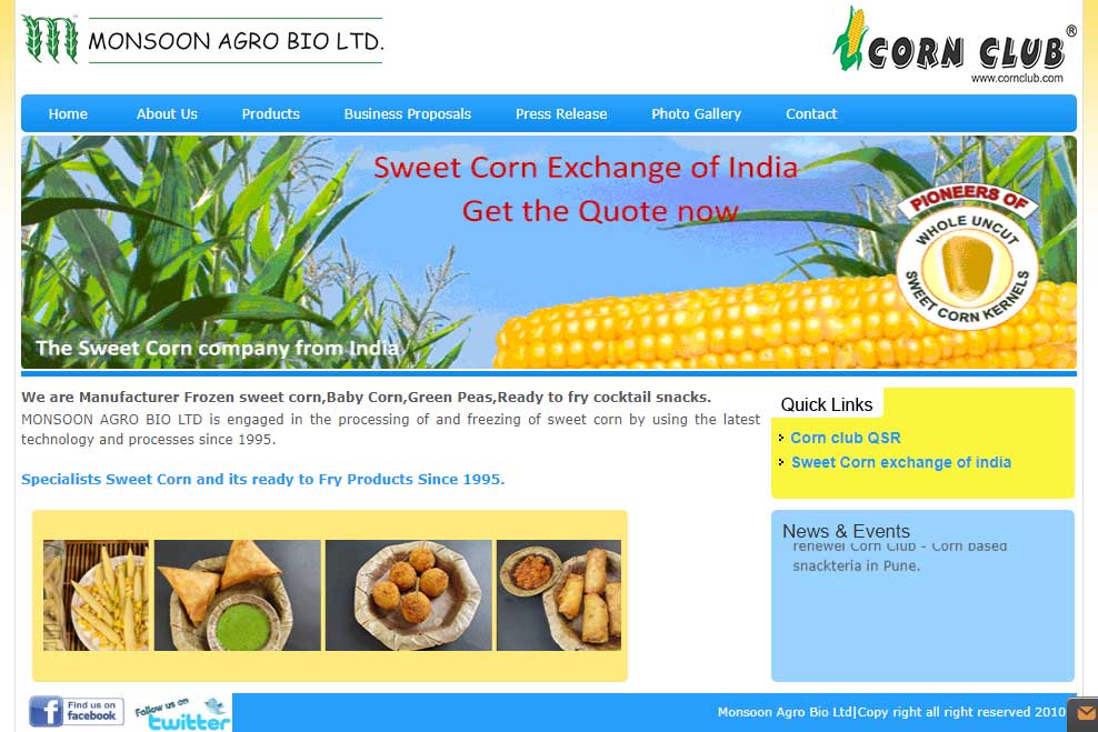 Website Designing for CornClub Hadapsar Pune