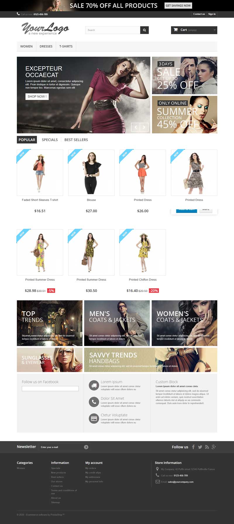 E-commerce website designing Presta Shop
