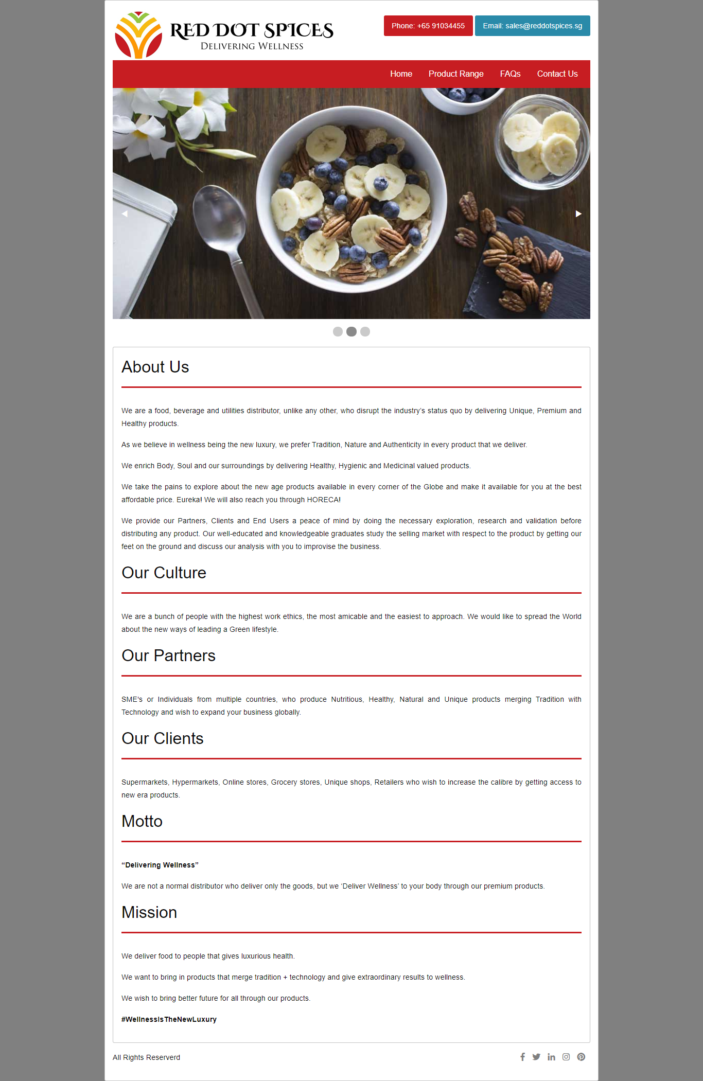 Static Website Designing for Red Dot Spices- Sinhagad Road, Pune